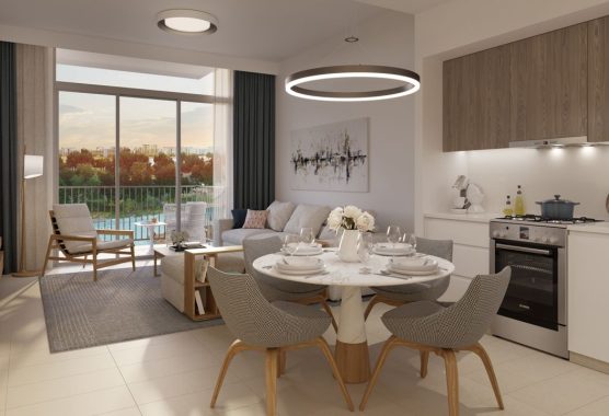 Dubai Park Ridge Apartments Kitchen & Living Area
